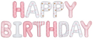 Набор шаров-букв (16''/41 см) Мини-Надпись "Happy Birthday", Розовый/Белый, 1 шт. в уп.
