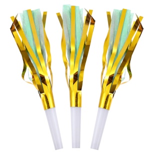 Карнавальные гудки, Шумчики, Мятный/Золото, Металлик, 16 см, 6 шт. в упак. 