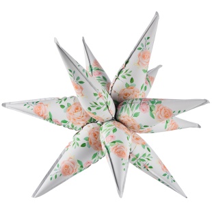 Шар 3D (26''/66 см) Звезда, Составная, Нежные цветы, 1 шт. в уп.
